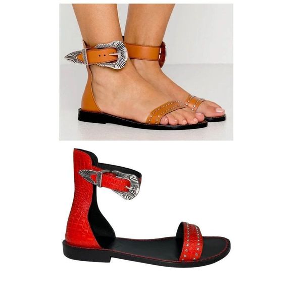 Zadig & Voltaire Red Sandals with Silver Accents - Picture 3 of 11